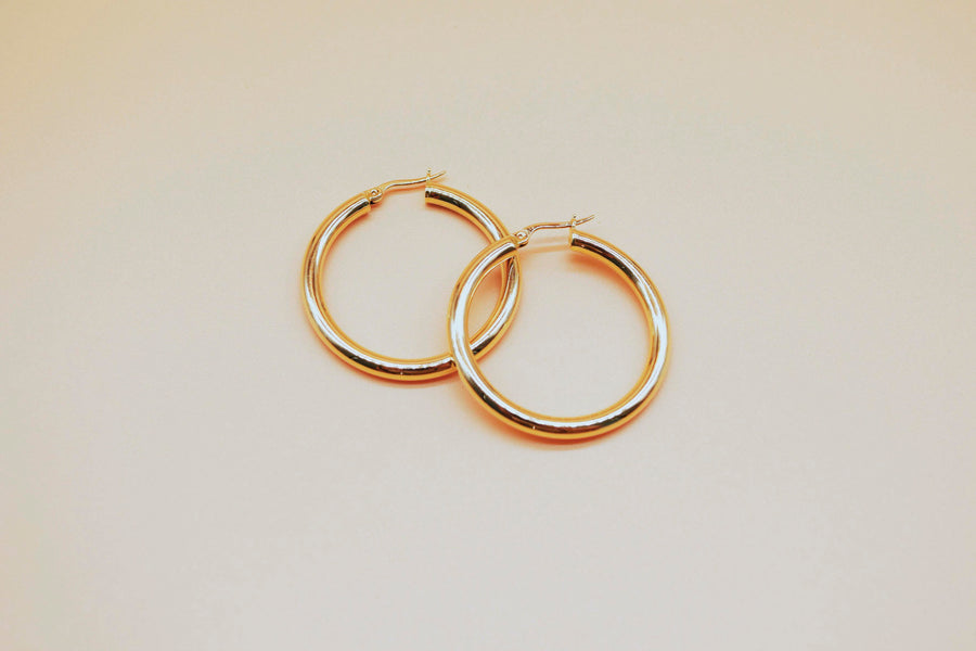 3mm Gold Tube Hoop Earrings – Baby Gold